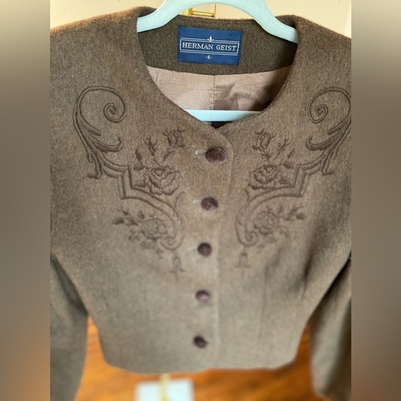 Herman Geist Embroidered Blazer Jacket VTG Wool Blend Folk Castle Scandi Boho - Picture 5 of 12